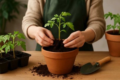 کاشت گوجه در گلدان